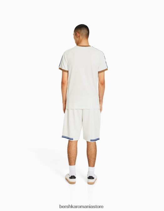 Bershka bărbați tricou retro sport cu mâneci raglan scurte aproape alb Z86D2786 îmbrăcăminte