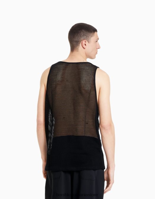 Bershka bărbați tricou rustic din plasă cu bretele negru Z86D2622 îmbrăcăminte