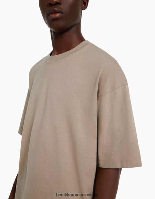 Bershka bărbați tricou supradimensionat cu maneca scurta gri Z86D2663 îmbrăcăminte