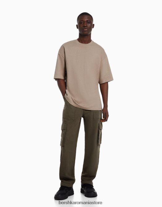 Bershka bărbați tricou supradimensionat cu maneca scurta gri Z86D2663 îmbrăcăminte