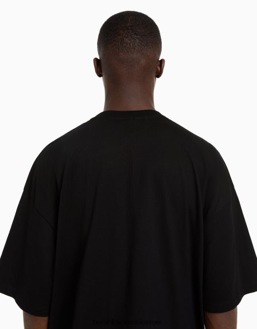 Bershka bărbați tricou supradimensionat cu maneca scurta negru Z86D2665 îmbrăcăminte