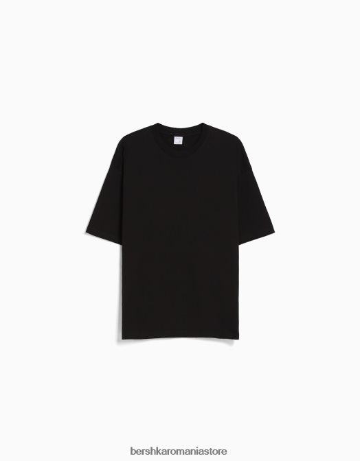 Bershka bărbați tricou supradimensionat cu maneca scurta negru Z86D2665 îmbrăcăminte