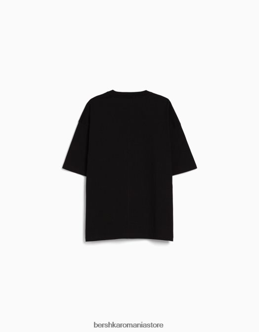 Bershka bărbați tricou supradimensionat cu maneca scurta negru Z86D2665 îmbrăcăminte
