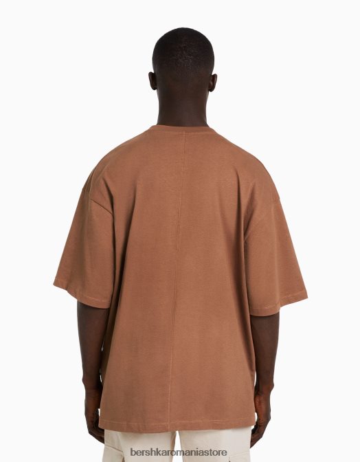 Bershka bărbați tricou supradimensionat cu maneca scurta portocaliu închis Z86D2664 îmbrăcăminte