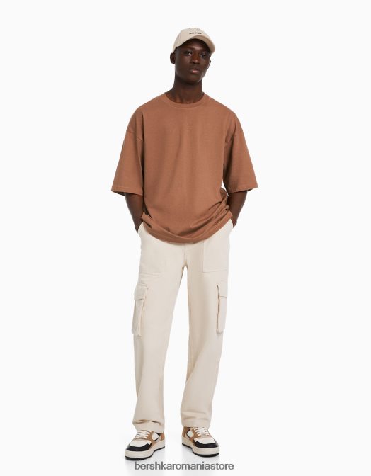 Bershka bărbați tricou supradimensionat cu maneca scurta portocaliu închis Z86D2664 îmbrăcăminte