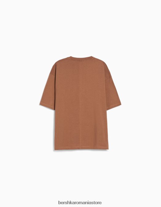 Bershka bărbați tricou supradimensionat cu maneca scurta portocaliu închis Z86D2664 îmbrăcăminte