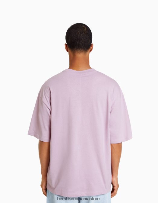 Bershka bărbați tricou supradimensionat cu maneca scurta violet Z86D2661 îmbrăcăminte