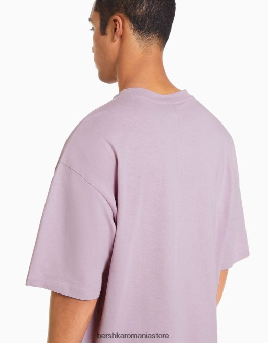 Bershka bărbați tricou supradimensionat cu maneca scurta violet Z86D2661 îmbrăcăminte