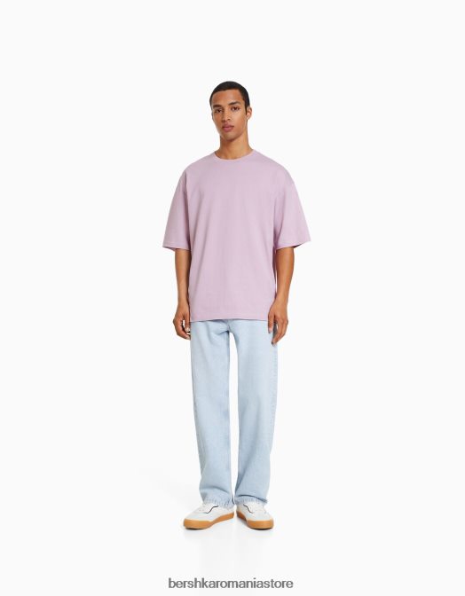 Bershka bărbați tricou supradimensionat cu maneca scurta violet Z86D2661 îmbrăcăminte