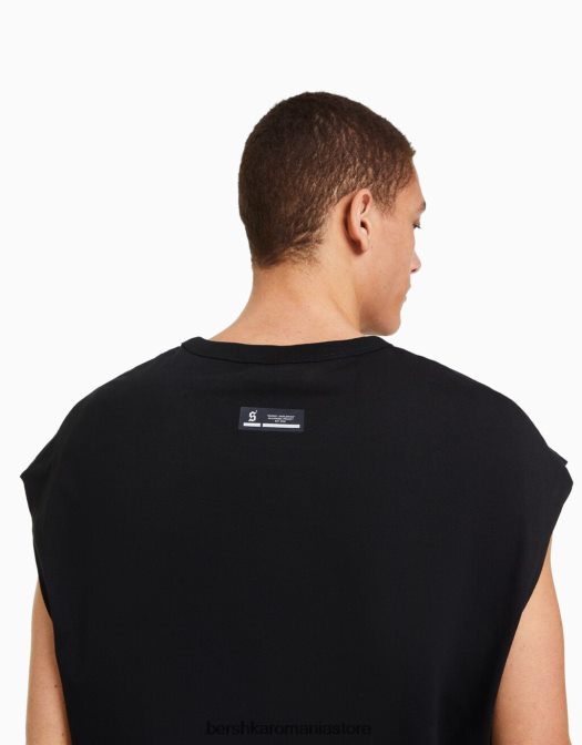 Bershka bărbați tricou supradimensionat fără mâneci negru Z86D2809 îmbrăcăminte