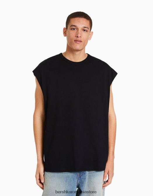 Bershka bărbați tricou supradimensionat fără mâneci negru Z86D2811 îmbrăcăminte