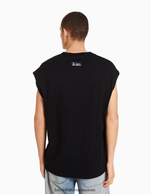 Bershka bărbați tricou supradimensionat fără mâneci negru Z86D2811 îmbrăcăminte