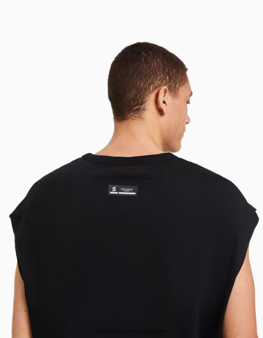 Bershka bărbați tricou supradimensionat fără mâneci negru Z86D2811 îmbrăcăminte