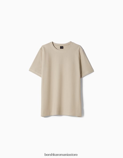 Bershka bărbați tricou texturat cu maneca scurta cămilă Z86D2772 îmbrăcăminte