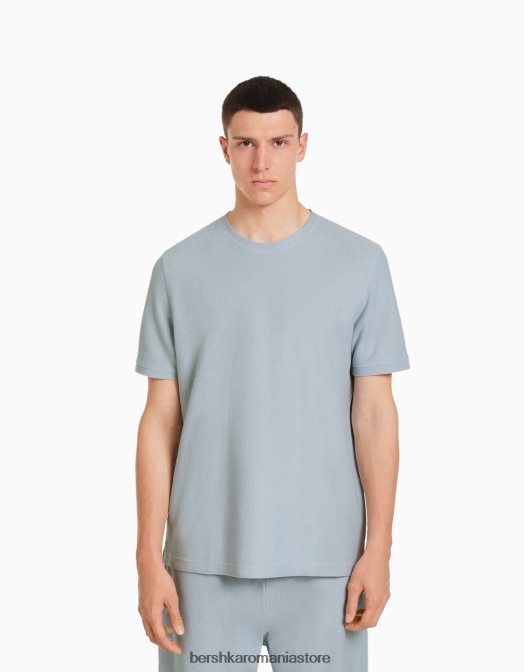 Bershka bărbați tricou texturat cu maneca scurta exclusiv Z86D2624 îmbrăcăminte