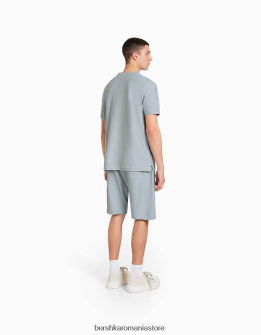 Bershka bărbați tricou texturat cu maneca scurta exclusiv Z86D2624 îmbrăcăminte