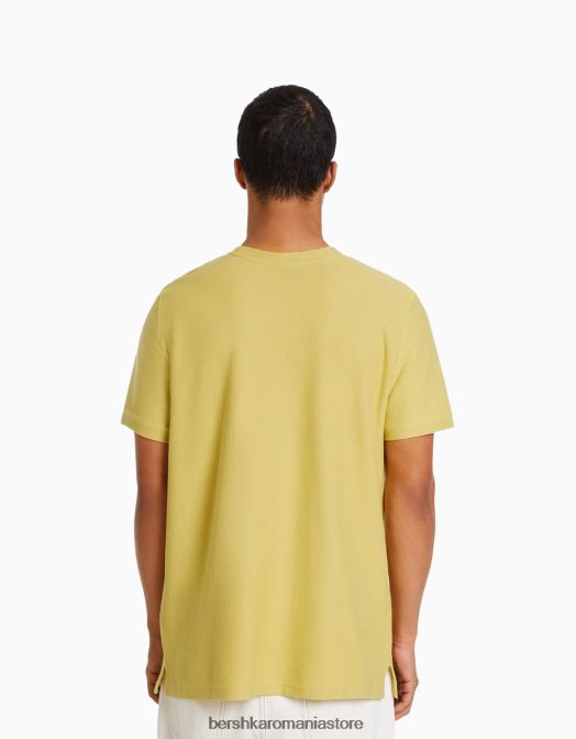 Bershka bărbați tricou texturat cu maneca scurta lămâie verde Z86D2770 îmbrăcăminte