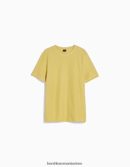 Bershka bărbați tricou texturat cu maneca scurta lămâie verde Z86D2770 îmbrăcăminte