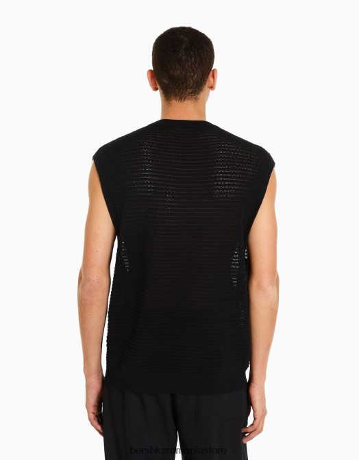 Bershka bărbați vestă din plasă negru Z86D3001 îmbrăcăminte