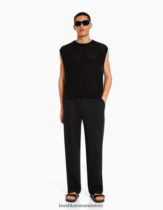 Bershka bărbați vestă din plasă negru Z86D3001 îmbrăcăminte