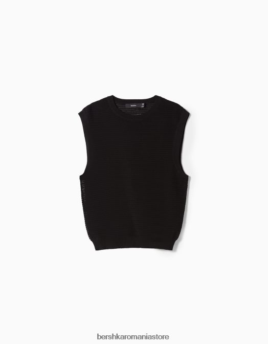 Bershka bărbați vestă din plasă negru Z86D3001 îmbrăcăminte