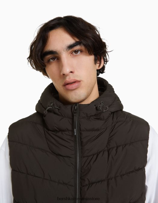 Bershka bărbați vestă matlasată cu glugă negru Z86D3040 îmbrăcăminte