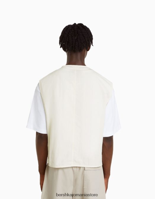 Bershka bărbați vesta cu mai multe buzunare galben Z86D3038 îmbrăcăminte