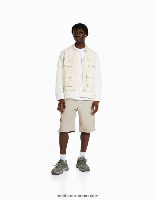 Bershka bărbați vesta cu mai multe buzunare galben Z86D3038 îmbrăcăminte