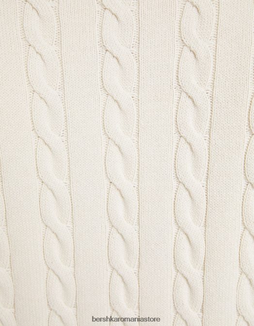 Bershka bărbați vesta din tricot brodata cremă Z86D3004 îmbrăcăminte