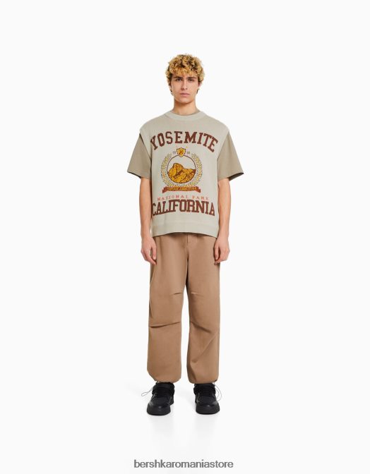 Bershka bărbați vesta din tricot intarsia cremă Z86D3003 îmbrăcăminte