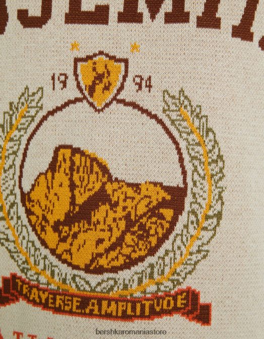 Bershka bărbați vesta din tricot intarsia cremă Z86D3003 îmbrăcăminte