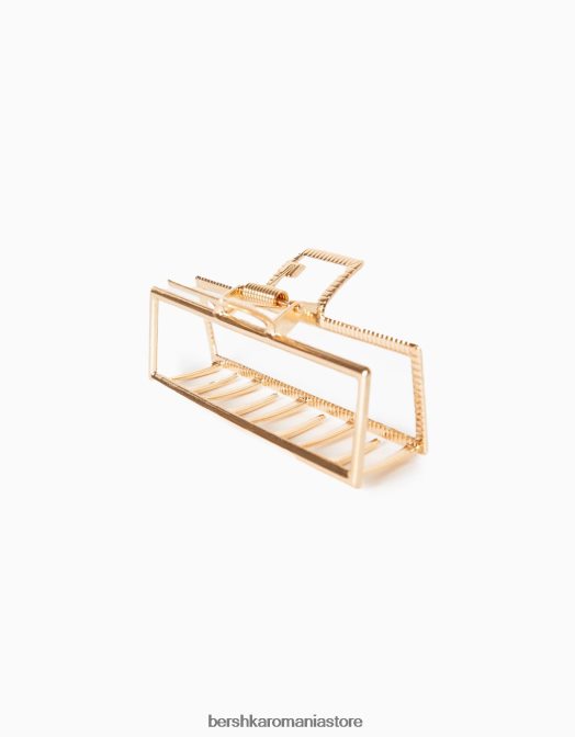 Bershka femei agrafă de păr dreptunghiulară cu efect metalic aur Z86D2563 accesorii