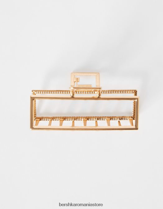 Bershka femei agrafă de păr dreptunghiulară cu efect metalic aur Z86D2563 accesorii