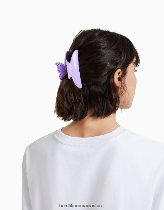Bershka femei agrafă de păr tip fluture cu bijuterii violet Z86D2582 accesorii