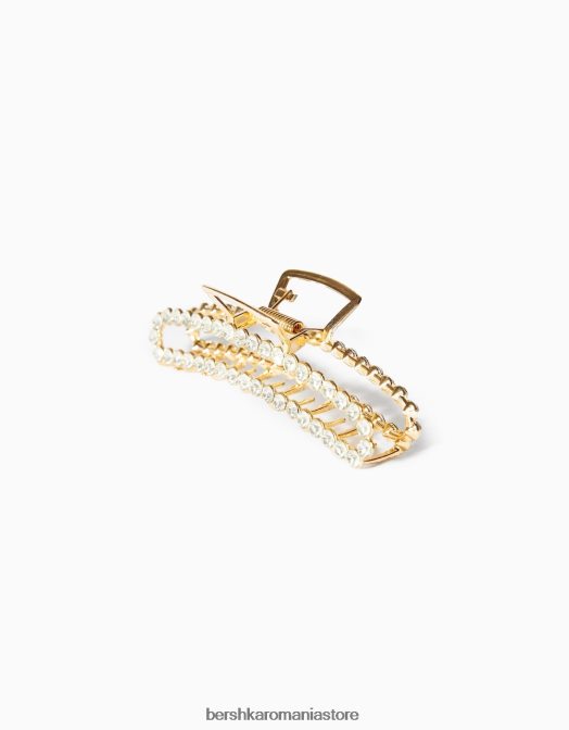 Bershka femei clemă de păr metalică cu strass aur Z86D2562 accesorii