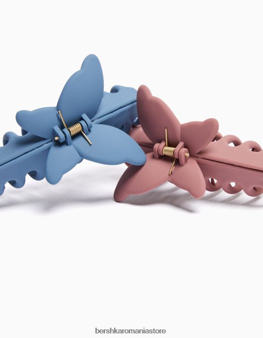 Bershka femei set 2 agrafe cauciucate cu detaliu albastru deschis Z86D2572 accesorii