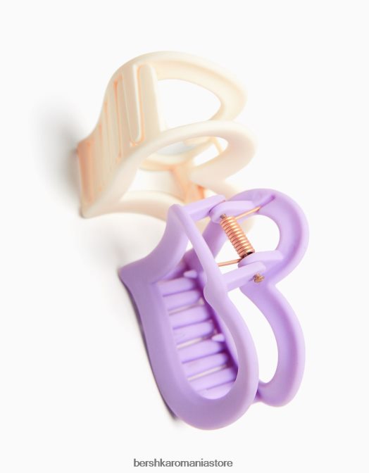 Bershka femei set de 2 agrafe de par cauciucate inima violet Z86D2581 accesorii