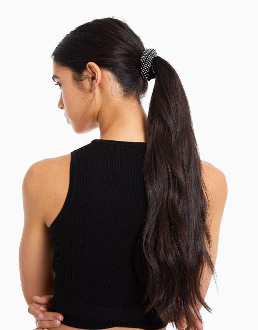 Bershka femei set de 2 scrunchie stralucitoare negru Z86D2577 accesorii