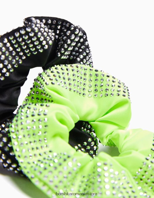 Bershka femei set de 2 scrunchie stralucitoare negru Z86D2577 accesorii