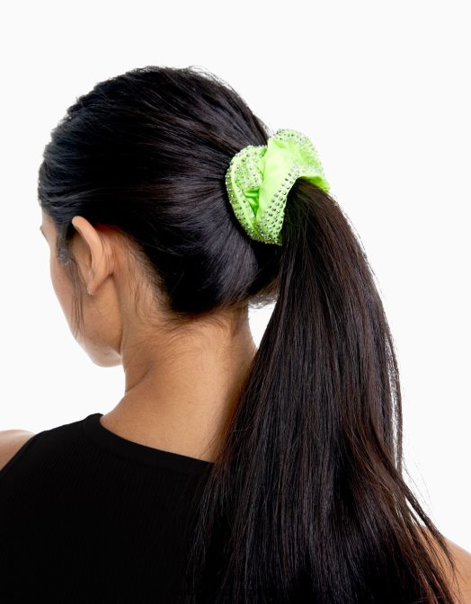 Bershka femei set de 2 scrunchie stralucitoare negru Z86D2577 accesorii