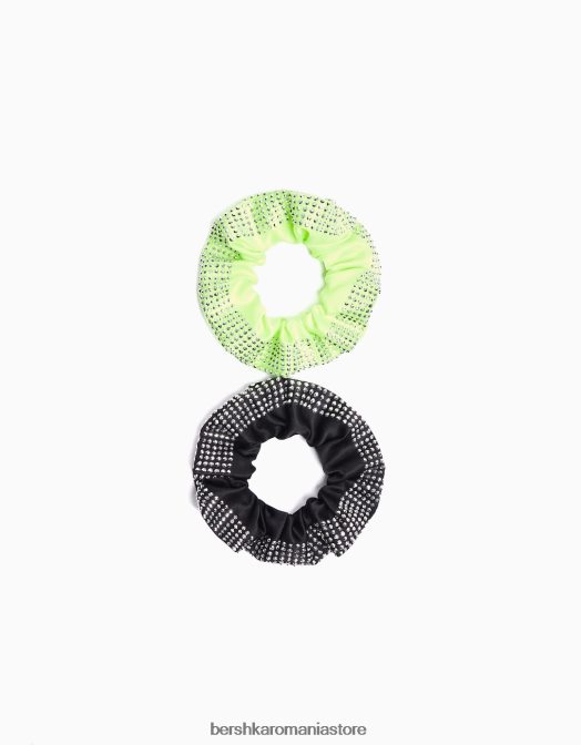 Bershka femei set de 2 scrunchie stralucitoare negru Z86D2577 accesorii