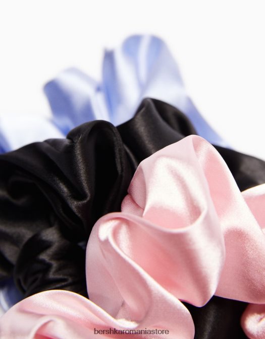Bershka femei set de 3 scrunchies cu fundita din satin roz Z86D2579 accesorii