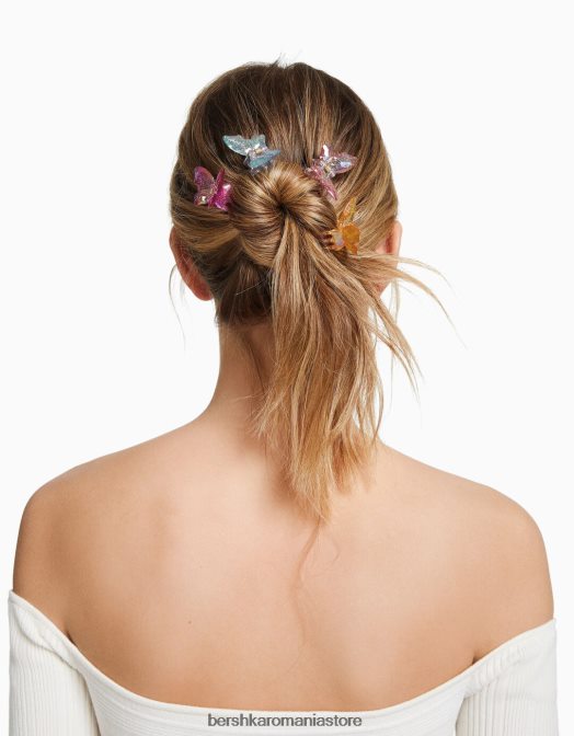 Bershka femei set de 4 agrafe de par fluture colorate violet Z86D2573 accesorii