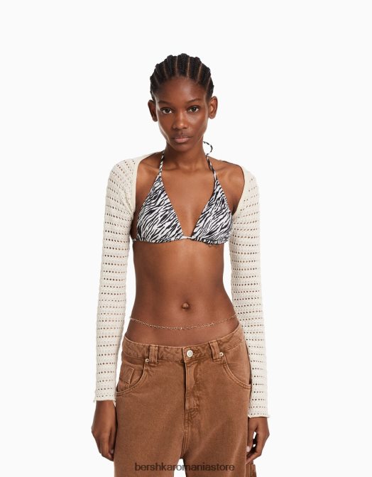 Bershka femei încălzitoare de brațe tricotate deschise cremă Z86D1891 accesorii