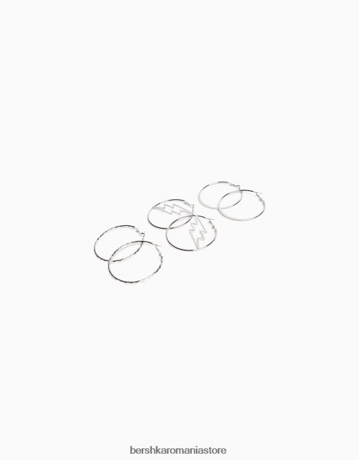 Bershka femei Pachet de 3 cercei cerc argint Z86D2484 accesorii