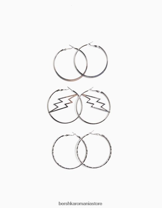 Bershka femei Pachet de 3 cercei cerc argint Z86D2484 accesorii