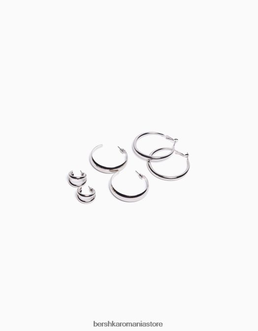 Bershka femei Pachet de 3 cercei cerc argint Z86D2526 accesorii