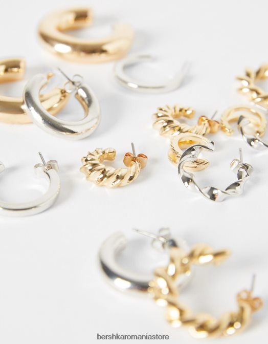 Bershka femei Pachet de 7 cercei cerc aur Z86D4205 accesorii