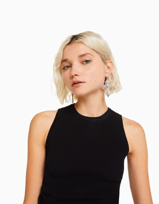 Bershka femei cercei boho cruce argint Z86D2487 accesorii