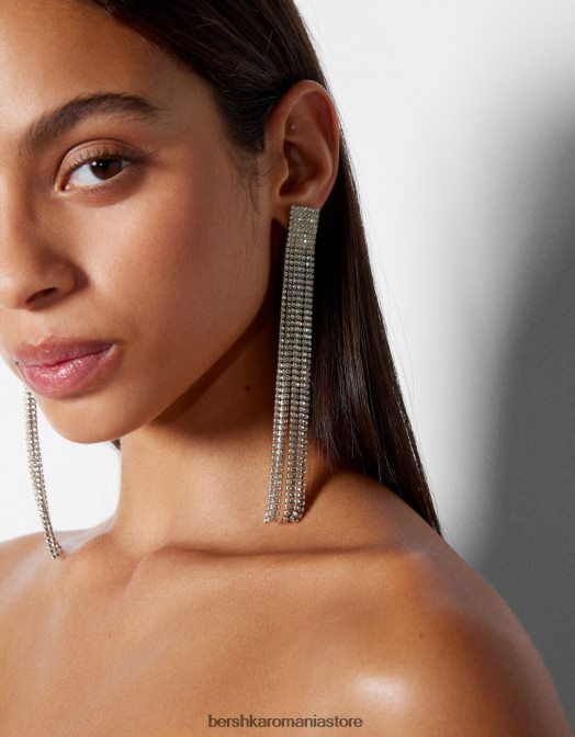 Bershka femei cercei cascada cu strasuri argint Z86D1864 accesorii